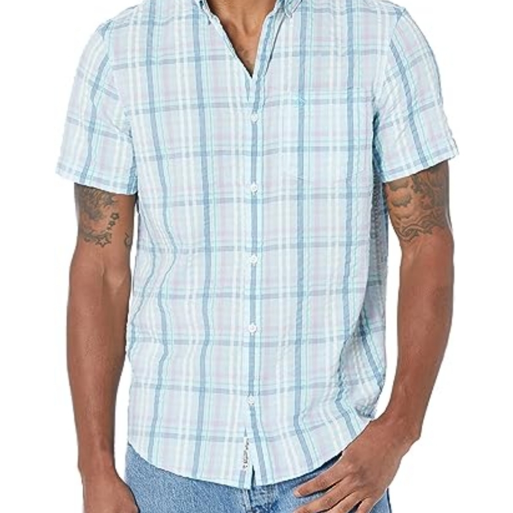 Original Penguin Blue Plaid Casual Button Down Shirt